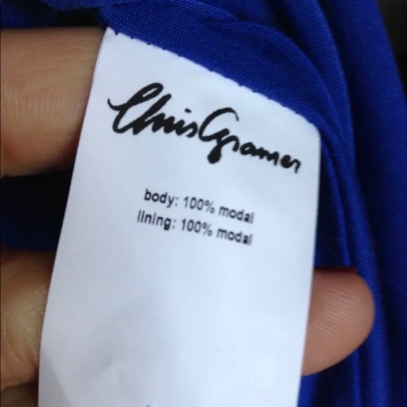 chris gramer royal blue draped dress 0 u.s. S M - Picture 4 of 8